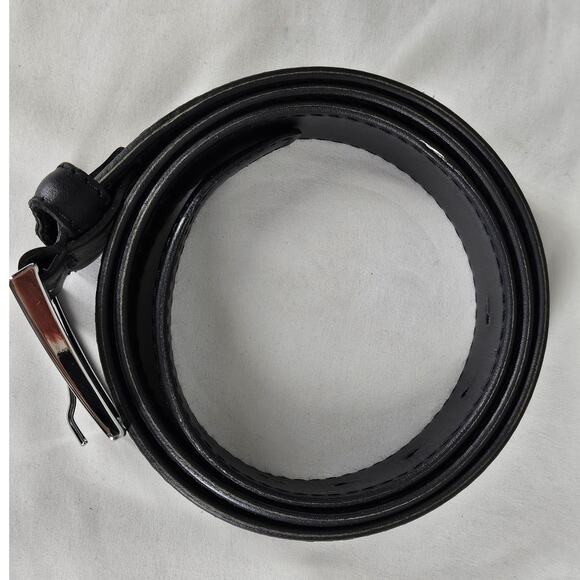 VERA PELLE BLACK LEATHER BELT — HANDMADE IN ITALY • CHROME BUCKLE •  STYLE 035/1 - Picture 9 of 11